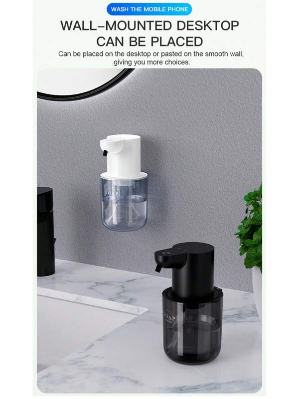 400ml automatischer Sensor Seifenspender - tragbarer Tisch- oder Wandmontage USB wiederaufladbarer Handwaschstation, IPX5 wasserdicht, geeignet für Badezimmer, Küche, Büro, Plastik Displaybildschirm mit Akkustandanzeige, kontaktloses hygienisches Betätigen, Seifenspenderkontrolle, modernes minimalistisches Design, robuste Struktur, für den Hausgebrauch, Weihnachts-/Halloween-Geschenkdekoration