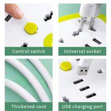 Smart Power Socket With USB Interface. Multifunction, With A 2m Long Switch And Support For High-Power Household Wiring With Multiple Holes. - US B Type Plug(110-127V) - View 4