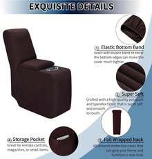 Recliner Console Cover For Reclining Couch Covers, Super Stretch Middle Console Slipcovers For Recliner Sofa Cover, Furniture Protector For Kids Pets With Pockets&Elastic Bottom, Chocolate - 巧克力棕 - 查看 7