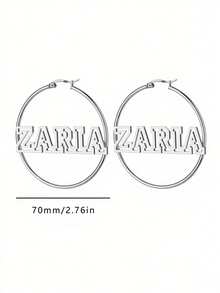 Niestandardowe kolczyki z imieniem Hollow Hoop dla kobiet i dziewcząt Personalizowane kolczyki ze stali nierdzewnej o średnicy 30-70 mm Minimalistyczna biżuteria na zamówienie Codzienne wakacje Impreza Odzież Najlepsze prezenty urodzinowe