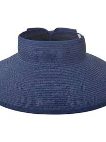 Women's Sun Visor Hats Wide Brim Straw Beach Hat Ponytail Hats For Women Foldable Floppy