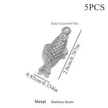5 pièces Accessoires de fabrication de bijoux en acier inoxydable à la mode et polyvalents, pendentif série océanique baleine pour collier et boucles d'oreilles