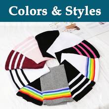 Moon Wood Plus Size Thigh High Socks- Womens Knit Cotton Long Over The Knee High Socks Leg Warmer Halloween Christmas New Year