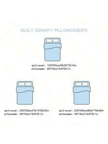 3 件套双层纱布花卉图案 100% 纯棉床上用品套装，1 个羽绒被套 + 2 个枕套，柔软透气，适用于单人/双人床，可机洗