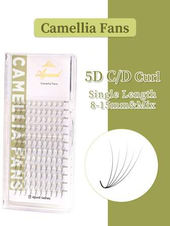 120 Fans 5D C/D 0.07mm Camellia Promade Fluffy Handmade Fans Eye Lash Extensions Premade Pointy Base Pro Made Cashmere Velvet Eyelash Extension Trays