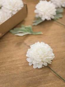25PCS Dahlia Artificial Flowers Flowers 2.5" Faux Fake Flowers With Stem For DIY Wedding Decor Centerpieces Arrangements Bouquets Bridal Shower Home Decorations - 白色 - 查看 3
