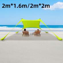Beach Tent,Beach Stretch Tent, Outdoor Tent For Beach Camping (6.56*5.25ft/6.56*6.56ft) - màu xanh lá - Xem 4