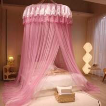Zanzariera da soffitto a cupola per letti matrimoniali, estiva, senza montaggio richiesto, con cerniera e rialzata, tenda circolare per letto a baldacchino dal pavimento al soffitto