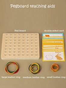 Dekoracja świąteczna Montessori Wczesna edukacja Drewniane zabawki edukacyjne dla dzieci Geometryczna kreatywna tablica do paznokci Grafika Zabawki edukacyjne dla dzieci Wczesna edukacja Matematyka edukacyjna Zabawki do gry (losowa ilość kolorów gumki)