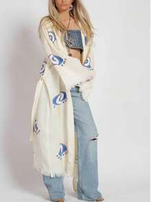 Cotton Gauze Print Kimono - 自然的 - 查看 1