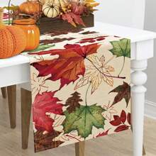 1PC Autumn Maple Leaf Table Runner, Autumn Watercolor Leaf Kitchen Table Decoration, Seasonal Home Decoration Indoor And Outdoor Party Supplies
