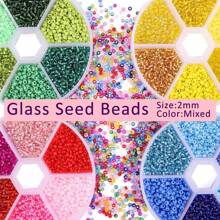 3900 piezas de cuentas de arroz de vidrio de 2mm - Kit de joyería DIY de 6 colores con caja de almacenamiento, materiales de cuentas artesanales para regalos de amistad y accesorios creativos