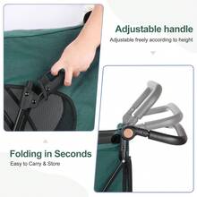 Extra Large Pet Stroller For Medium & Large Dogs Up To 120lbs – Heavy Duty Foldable Dog Stroller With 360° Swivel Wheels & Rear Brake – Adjustable Handle For Jogging, Walking, Vet Visits & Outdoor Adventures – Easy Fold Design For Travel & Storage - Dark Green - View 5