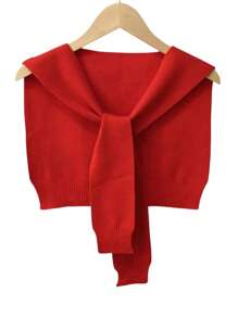 1pc Women's Cute Solid Color Knitted Shrug Shoulder Wrap, Warm And Suitable For Daily Use