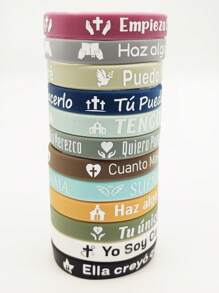 Set de 6 piezas/12 piezas de pulseras de silicona con versículos bíblicos inspiradores, diseño multicolor para uso diario y como regalo
