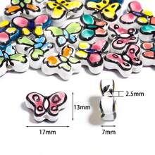 10 piezas/Paquete Cuentas de cerámica con mariposa pintada a mano, cuentas sueltas de varios estilos 17x13mm, elegante casual y adorable estilo infantil, colorido verano hecho a mano DIY para elaborar pulseras, collares, joyas, colgantes y accesorios