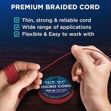 TECEUM Micro Paracord – 118 Mm X 125 Ft – Micro Utility Cord – Thin Braided Paracord Rope – Best Crafting, Projects, Fishing, Camping – Wind Chime – Survival Strong String - 紅色 - 查看 9