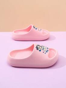 Kids' EVA Foam Slippers Lightweight Anti-Slip Soft Bottom Cute Slip-On Home & Casual Quick Dry Sandals, Plain Color, Thick Sole, Girls Beach Slide