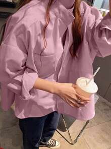 French Style Women Undershirt, Distinctive Design Niche Pink Shirt With High-End Feel, Petite Size Unique Blouse