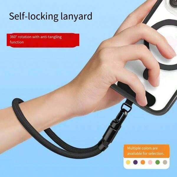 1pc Adjustable Phone Lanyard Wrist Strap, Minimalist 360 Degree Rotation With Clip, Anti-Lost Bracelet Cord