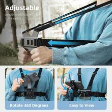LEATVOOK Adjustable Chest Mount Phone Holder Harness - Compatible With IPhone, GoPro, Insta360, Action Cameras - Black Padded Design For Biking, Kayaking, Fishing, Skateboarding POV/VLOG Recording, Adventure Gear | Sleek Black Design | Durable Buckles, Bike Phone Holder Mount. Best Mother's Day And Valentine's Day Gifts. - 黑色 - 查看 8