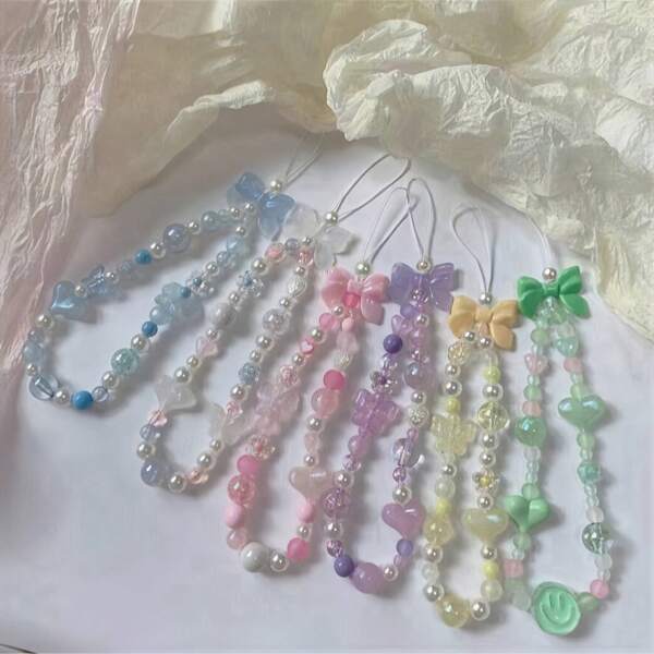 Cute Mobile Phone Chain Ins Cartoon Hamburger Beaded Cheese Camera Pendant Lanyard Ccd Pendant