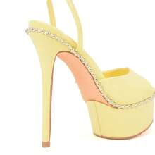 So Me Soren Peep Toe Stilleto Women's Hight Heel Platform With Stud Details And Ankle Strap. - 黃色 - 查看 2