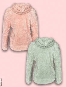 Kit de 2 sudaderas afelpadas con capucha para mujer, multicolor, tela de poliéster, aptas para temporadas de otoño e invierno, cuello redondo con capucha, mangas largas, interior cálido y agradable con tu piel. Ajuste con cierre frontal, bolsillos tipo canguro. Te llegarán 2 sudaderas en colores al azar. - Multicolor - Ver 8