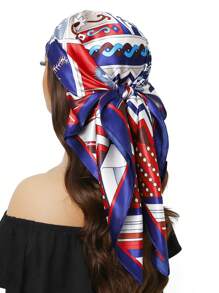 1pc 35.4 Inch Square Scarf, Fashion Printed 90cm Scarf Shawl Neckerchief Luxury Silk Feeling For Women, All Season