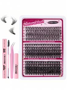 300 Stück Büschel Wimpern D-Locken DIY Wimpernverlängerungs-Set, 10-18mm gemischte Länge schwarze einzelne Wimpern mit Werkzeugesset 30D+40D+50D schwarze D-Locken Wimpernverlängerungs-Bundle mit Kleber und Versiegelung, Entferner, Pinzette, Augenpinsel, Großkapazitäts-Büschel-Falschewimpern+Wimpernkleber inklusive Mascara-Pinsel, Pinzette mit Doppelspitze, Wimpernentfernungscreme für Zuhause und Reise Wimpern-Set, Wimpern, Falsche Wimpern