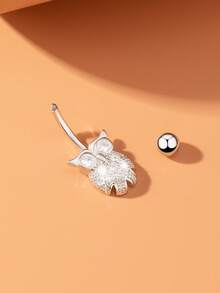 1 件水钻猫头鹰肚脐环，嘻哈风格身体穿孔饰品，适合夏季