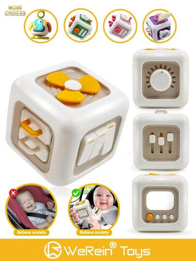WeRein Cubo de actividades para niños pequeños, juguete educativo 6 en 1, juguetes de viaje para niños pequeños, tablero de actividades sensoriales cubo ocupado, juguete de motricidad fina para actividades de viaje en automóvil, regalos de cumpleaños y Navidad para niños y niñas