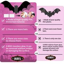 48pcs Pink Bat Decorations - 3D Bat Wall Stickers, 4 Sizes, Reusable For DIY, Bathroom, Bar, Office, Indoor, Halloween Party Supplies, Home Decor Fall Autumn,Christmas
