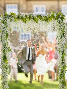 Wisteria Artificial Flowers Garland, 4pcs Total 28.8ft Artificial Wisteria Vine Silk Hanging Flowers, Suitable For Wedding Hanging Flowers Ceiling, Home Decoration, Bedroom Decoration, Ideal Gift For Back To School Season Party