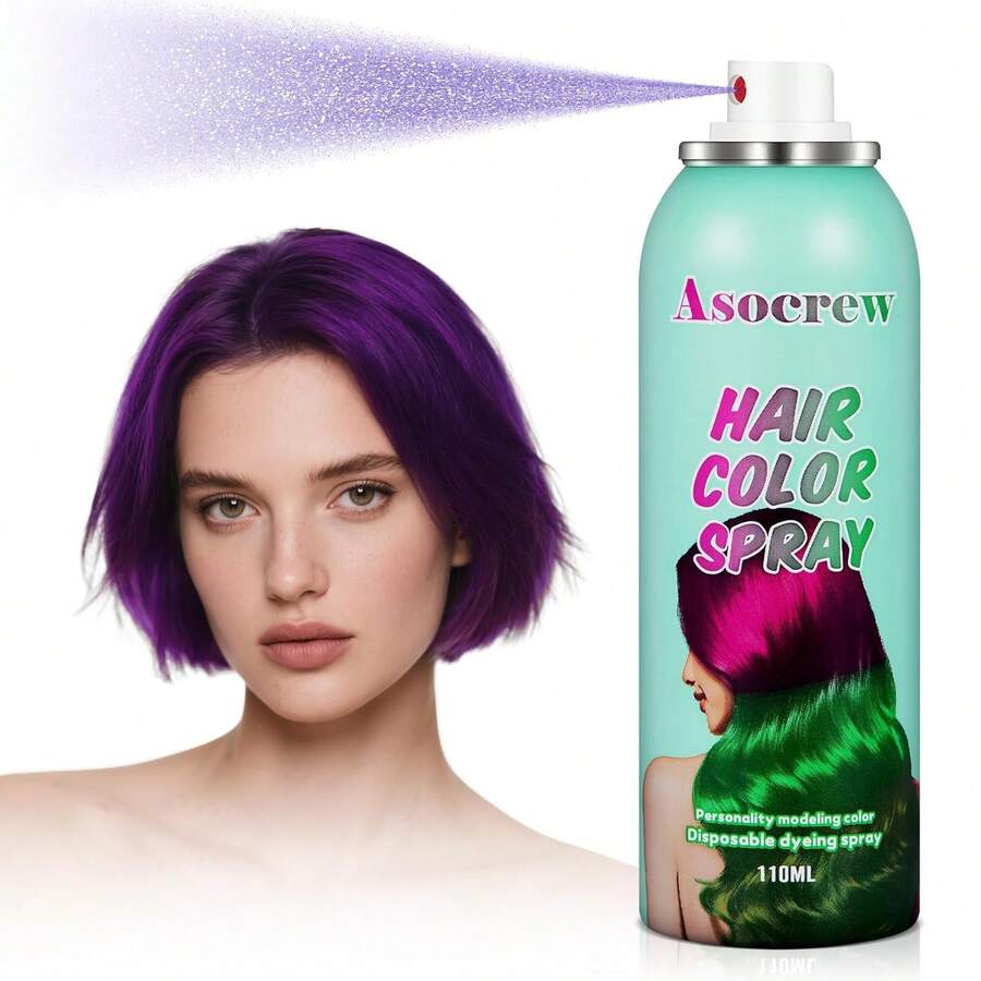 Ascrew Purple Root Touch Up Hair Color Dye,Temporary Hair Color Spray,Hair Wax Dye Pomades,Washable Hair Coloring Natural Hair Strong Style Gel Cream Hair Dye For Party,Hollowen,Cosplay(Purple) - 淺灰紫 - 查看 1
