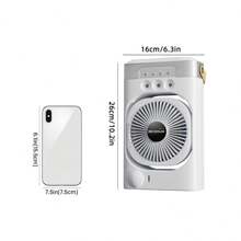 Enfriador de aire portátil y mini acondicionador de aire con ventilador de refrigeración por agua, control de botón, temporizador, ventilador de escritorio pequeño, ventilador de mesa enfriador, luz LED, humidificador, enfriador de aire para oficina, habitación, cocina. Conexión USB