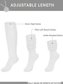 1/6 par de calcetines holgados de punto para mujer, con colores aleatorios, apropiados para el ocio. El diseño de moda Y2K es adecuado tanto para estudiantes masculinos como femeninos que participan en deportes o pasan tiempo en el campus. Son cómodos, transpirables y suaves con la piel.