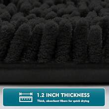Upgrade Extra Large Bathroom Rugs Set 3 Pieces Thick Absorbent Chenille Bath Mat,Ultra Soft Bathroom Mats,Non Slip Bathroom Floor Mats,Washable Toilet Rug For Bathroom, Bedroom, Kitchen,Black - Black - View 8