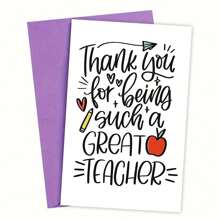 1PC Perfect Teacher Appreciation Card With Envelope, Cherished Thank You Gift For Men & Women, Unique 'Thank You For Being Such A Great Teacher ' Message