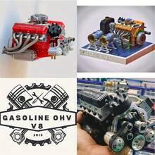 V8 Engine Model Set With Motor And Lights, You Can Assemble The Car Engine By Yourself, Suitable For Teenagers And Adults As A Gift - Đỏ - Xem 2