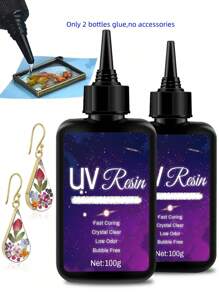 Clear UV Resin Kit - 100g/200g/300g Sizes, High-Gloss Epoxy For Jewelry Making, Casting & Coating, DIY Crafts & Art Supplies, Resin, Crafts