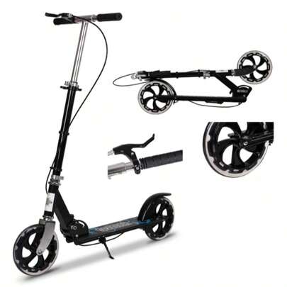 Foldable Teens Scooter Adjustable Handlebar Push Scooters With Kickstand, Dual Brake System 200mm Wheels ABEC-7 Bearings For Boys Girls Teens Ages 6 7 8 9 10 11 12+ Gift