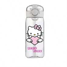 Sanrio Cana de apă Kuromi, cană pentru câini Cinnamoroll, cană transparentă din plastic pentru vară cu pai, produs din desene animate Sanrio Anime