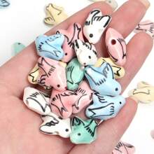 10 piezas/Paquete Cuentas de cerámica con mariposa pintada a mano, cuentas sueltas de varios estilos 17x13mm, elegante casual y adorable estilo infantil, colorido verano hecho a mano DIY para elaborar pulseras, collares, joyas, colgantes y accesorios