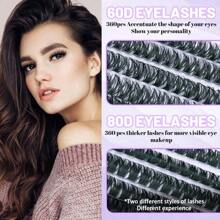 DIY Cluster Lashes Natural Look 720pcs Wispy Lash Clusters 9-18mm Short Eyelash Extension With 80D+60D Mixed Lash Book D Curl Natural Lash Extension. !! !Random Style.