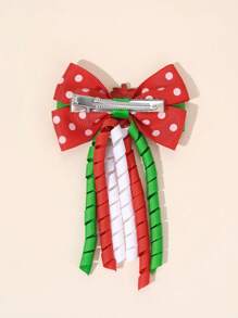 2pcs Girls Sweet Cute Strawberry Hair Bow Clips With Tassel For Daily Wear
