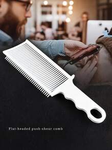 1pc Professional Heat-Resistant Cutting Comb - For Men's Flat Top Haircut, Ergonomic Handle Design, Suitable For Dry Styling And Barber Shop Use, High-Temperature Plastic Material, Hairstylist Tool