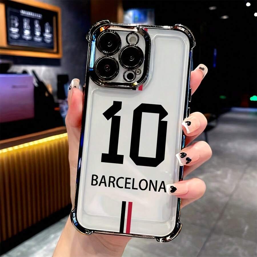 Funda de Teléfono Número 10 de Fútbol de Compatible con 17 16 15 14 13 12 11 Pro X XR XS 8 Plus, Cubierta Trasera Transparente Suave a Prueba de Golpes - Colores mixtos - Ver 1