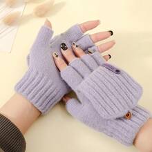 1 件儿童露指手套，冬季保暖半指翻盖针织手套，适合男孩女孩青少年，防寒 - 翻蓋手套 - 查看 16