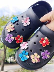 5 pièces/set Breloques de mode fleur multicolore DIY, convient pour les sabots, sandales, bracelets, cadeaux de fête